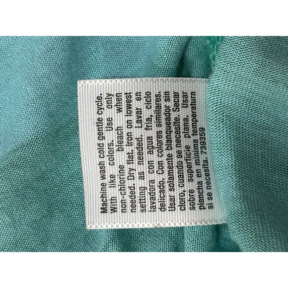 A.N.A Womens Green Blue Striped Tunic Top Adjustable Sleeves Size Large - Picture 8 of 9